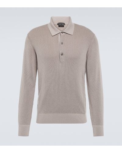 Tom Ford Silk And Cashmere Polo Top - Grey