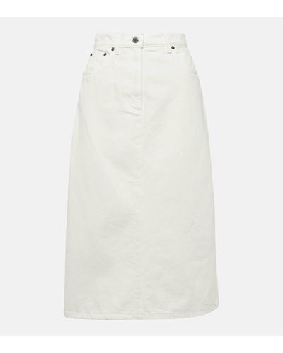 Prada High-rise Denim Midi Skirt - White