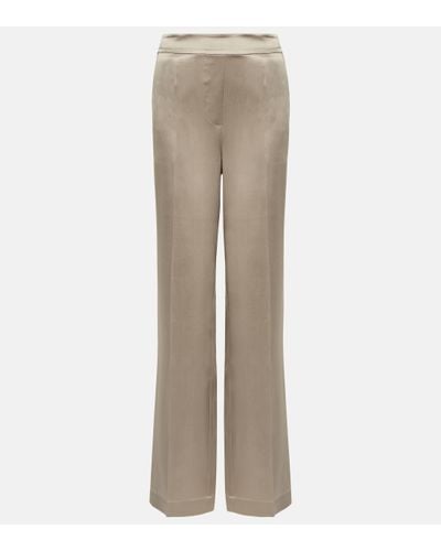 JOSEPH Tova Silk Satin Straight Trousers - Natural