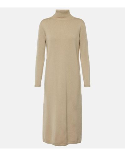 Max Mara Wool And Cashmere Polo-neck Dress - Natural