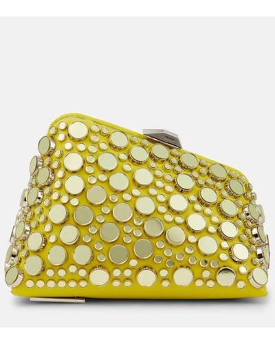 The Attico Midnight Mini Embellished Leather Clutch - Yellow