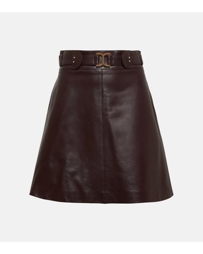 Chloé Leather Miniskirt - Brown