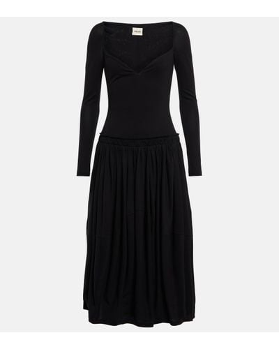 Khaite Cotton Jersey Midi Dress - Black