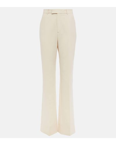 Gucci Flared Wool Crepe Trousers - Natural