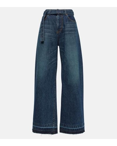 Sacai High-Rise Wide-Leg Jeans - Blau