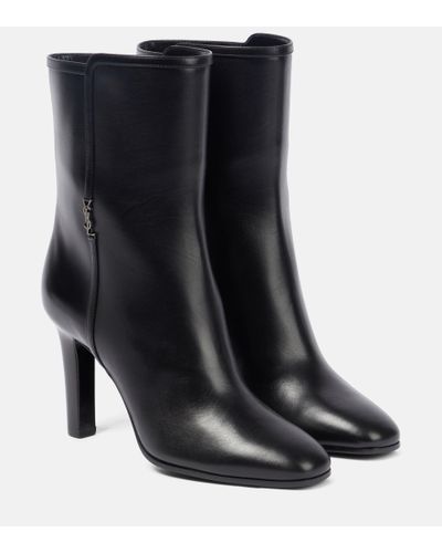 Saint Laurent Jane 90 Leather Ankle Boots - Black