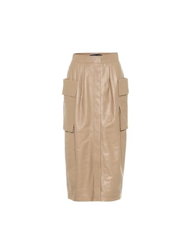 Zeynep Arcay Leather Cargo Midi Skirt - Natural