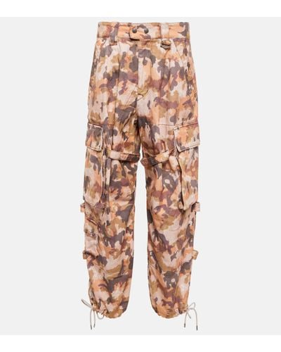 Isabel Marant Helore Printed Cotton Cargo Trousers - Pink