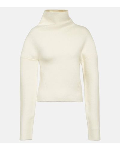 The Row Enoch Asymmetric Wool Turtleneck Jumper - White