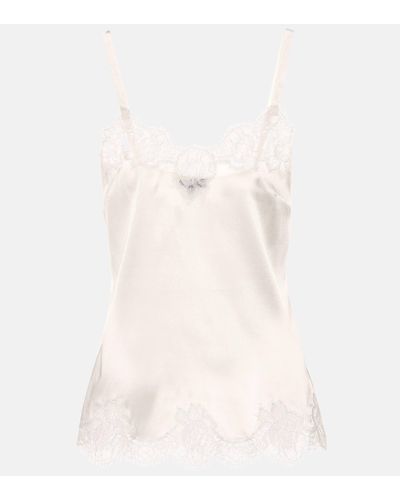 Dolce & Gabbana Lace-trimmed Satin Camisole - White
