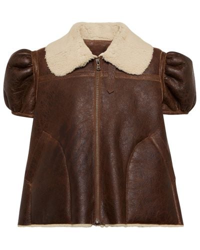 Jean Paul Gaultier Cropped Shearling-lined Leather Jacket - Brown