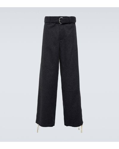 Jil Sander Pantalon ample en laine vierge - Bleu