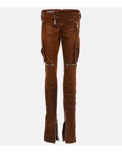 LAQUAN SMITH High-rise Straight Leather Pants - Brown
