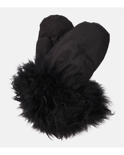 Yves Salomon Down Shearling-trimmed Mittens - Black