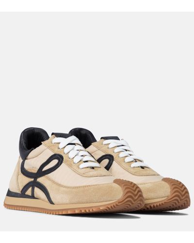 Loewe Flow Runner Monogram Leather And Shell Trainers - Brown