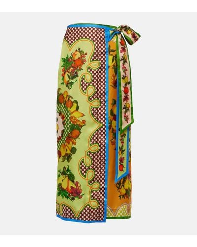 ALÉMAIS Lemonis Printed Silk Twill Wrap Skirt - Multicolor