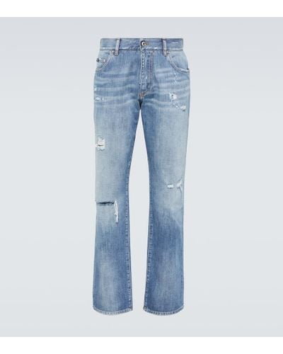 Dolce & Gabbana Distressed Straight Jeans - Blau