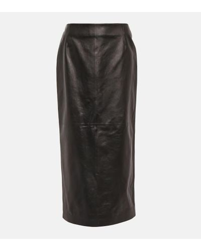 Gabriela Hearst Manuela High-rise Leather Midi Skirt - Black