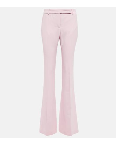 Alexander McQueen Mid-rise Flared Crepe Trousers - Pink