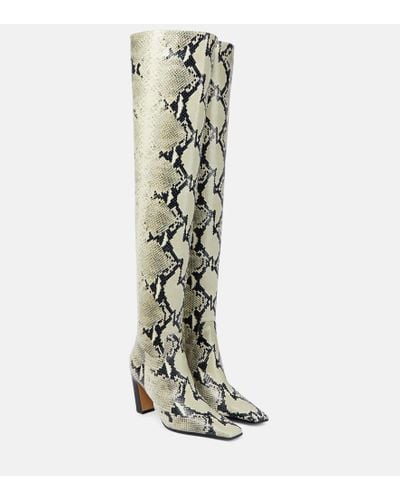 Khaite Marfa Snake-effect Leather Over-the-knee Boots - Yellow