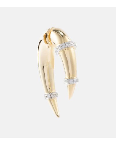 Rainbow K Horn 14kt Yellow And White Gold Single Earring With Diamonds - Metallic