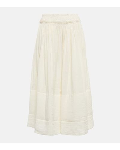 Tory Burch Cotton And Linen Midi Skirt - White