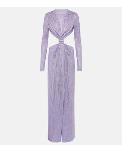 Area Crystal-embellished Cutout Jersey Gown - Purple