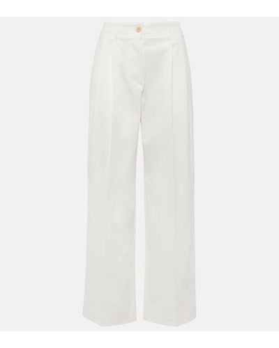 Totême Pantalon ample a taille haute en coton - Blanc