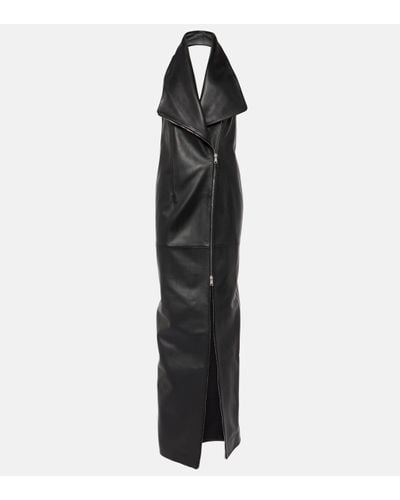 Monot Halterneck Leather Gown - Black
