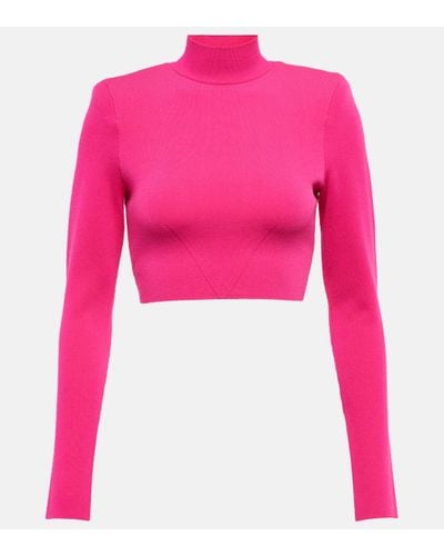 Roland Mouret Top raccourci a col roule - Rose