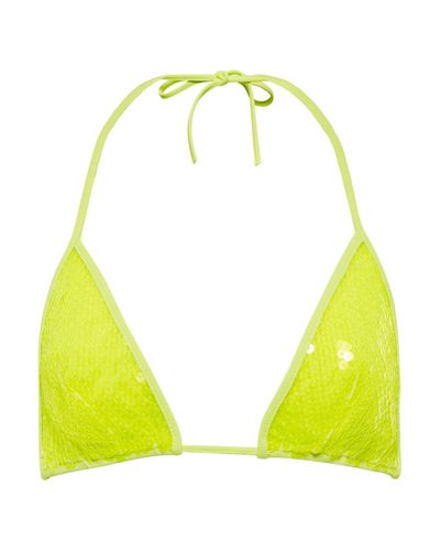 David Koma Sequined Triangle Bikini Top - Yellow