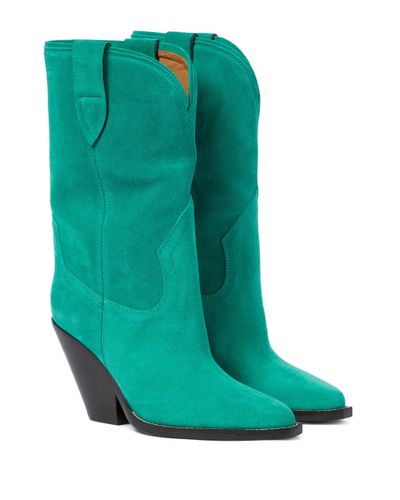 Isabel Marant Laxime Suede Cowboy Boots - Green