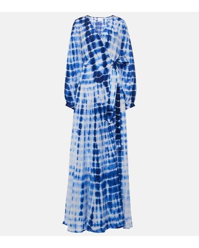 Anna Kosturova Silk Twill Wrap Dress - Blue