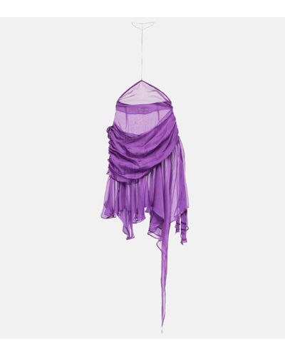 DIDU Halterneck Silk Chiffon Miniskirt - Purple