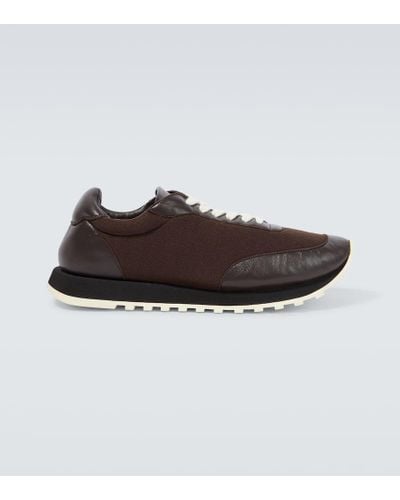 The Row Owen Runner Leather-trimmed Sneakers - Brown