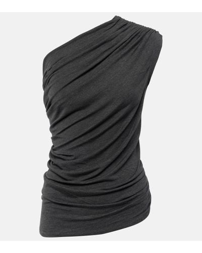 Norma Kamali Lazy Diana One-shoulder Jersey Top - Black