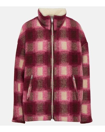 Isabel Marant Giovany Checked Wool-blend Jacket - Red