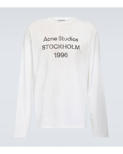 Acne Studios Logo Distressed Jersey T-shirt - White