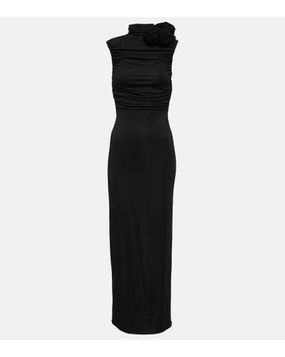 Magda Butrym Floral-applique Ruched Maxi Dress - Black