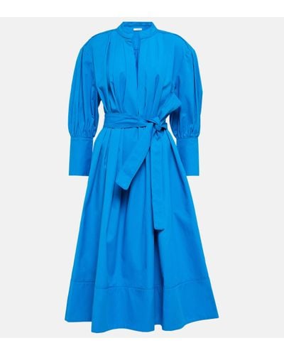 Co. Pleated V-neck Tton Dress - Blue