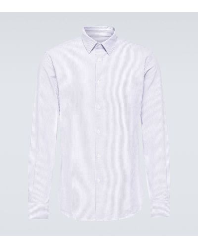 Sunspel Striped Cotton Oxford Shirt - White