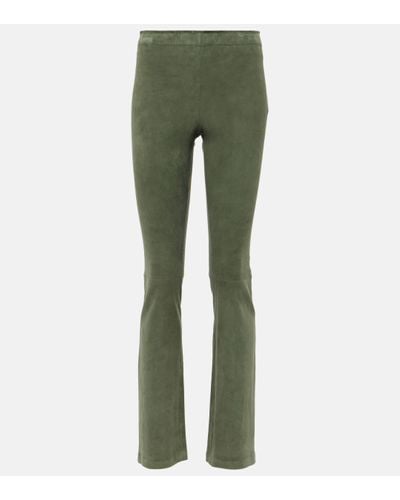 Stouls Jp Mid-rise Leather Flared Trousers - Green