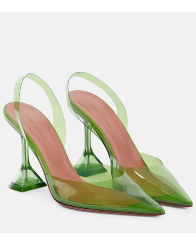 AMINA MUADDI Holli Glass Vinyl Slingback Pump - Green