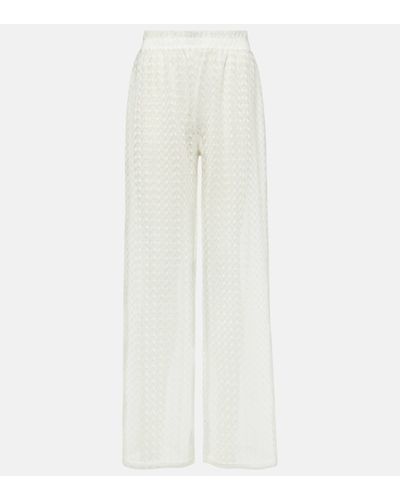 Melissa Odabash Sienna Open-knit Wide-leg Trousers - White