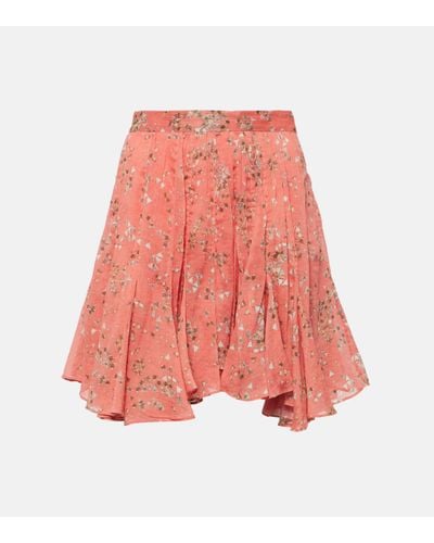 Isabel Marant Anael Floral Cotton And Silk Miniskirt - Red