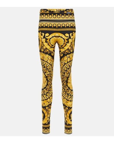 Versace Barocco Mid-rise leggings - Yellow
