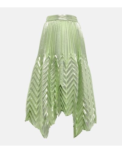 Jonathan Simkhai Pleated Silk-blend Midi Skirt - Green