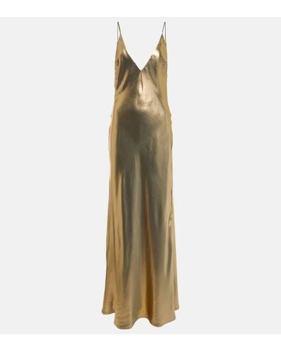 Galvan London Silk-satin Crepe Maxi Slip Dress - Metallic