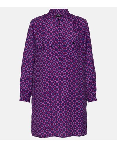A.P.C. Mathilde Printed Shirt Dress - Purple