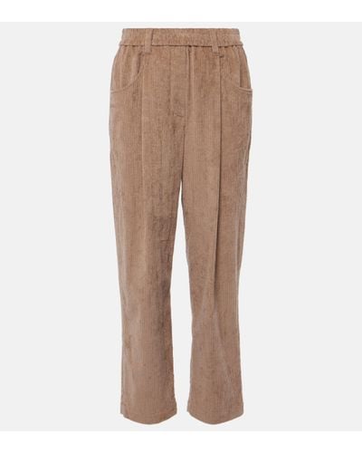 Brunello Cucinelli Pleated Straight Trousers - Natural